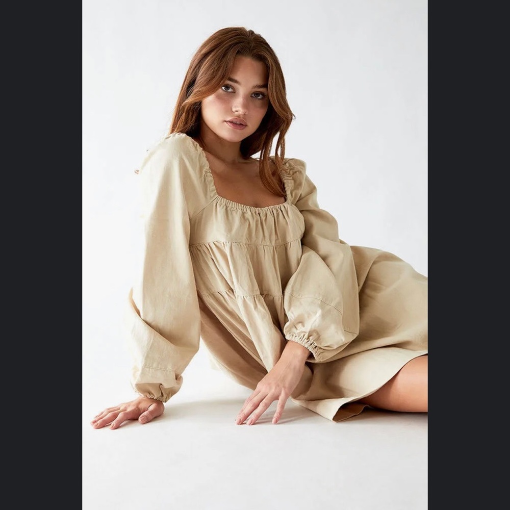 En Saison Womens Cotton Short Mini Dress Beige